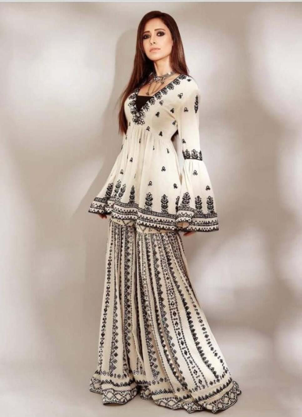 White Heavy Georgette Top With Beautiful Fully Embroidered Heavy Georgette Shara